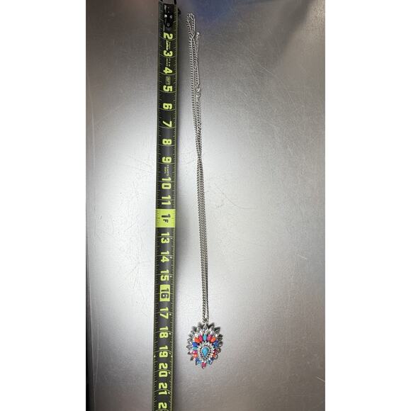 Rhinestone Star Burst BLING STATEMENT Necklace Colorful Blue Pink - Picture 3 of 3